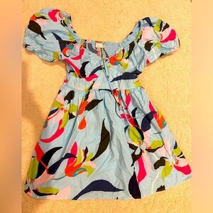 Women's Puff Short Sleeve Dress - A New Day Blue Floral